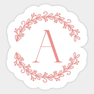 Pink Monogram- Letter A Sticker